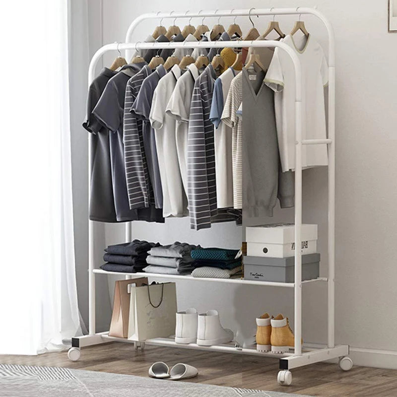 Stylish 1.5M Double Rail Clothes Rack with Wheels - Versatile Storage Solution for Home and Boutique