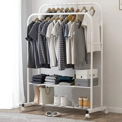 Stylish 1.5M Double Rail Clothes Rack with Wheels - Versatile Storage Solution for Home and Boutique